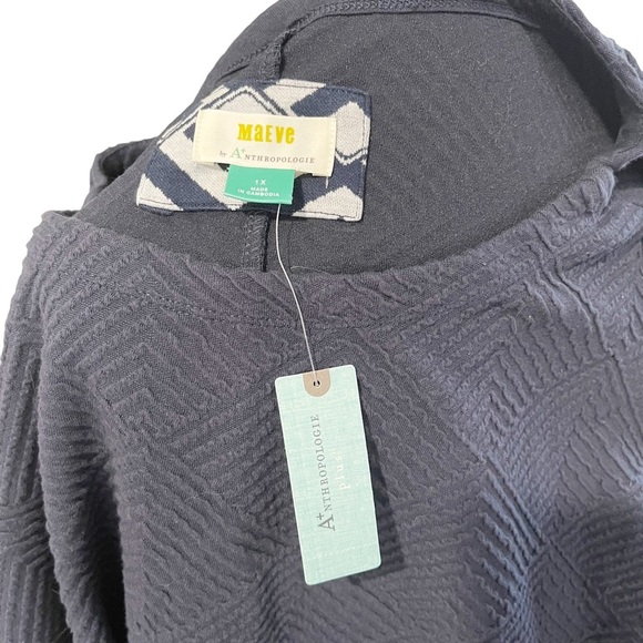 NWT Maeve By Anthropologie Navy Mikayla Textured Peplum Top Blouse Womens Sz 1X - Picture 6 of 8